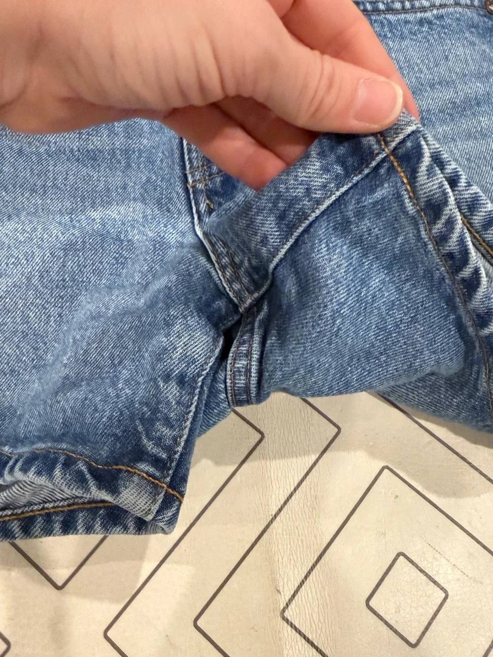 Agolde Blue Denim Parker Long Shorts